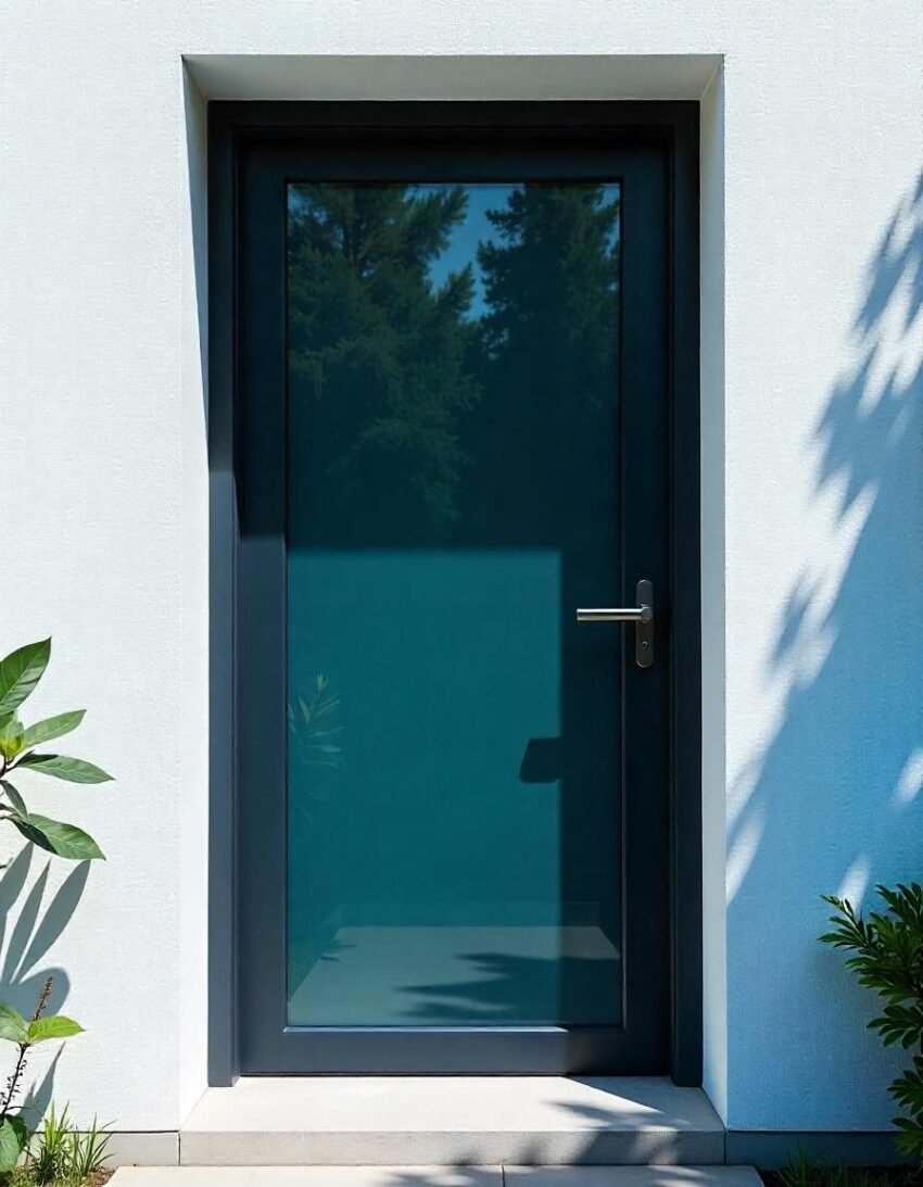 Puerta en Aluminio con Vidrio Opaco